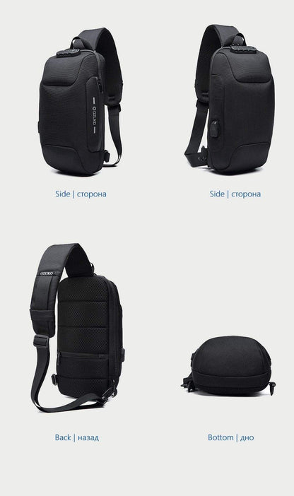 Waterproof Anti-Theft Crossbody Backpack with USB Charging – Slim Design for Daily Use, Multiple Pockets, Adjustable Straps