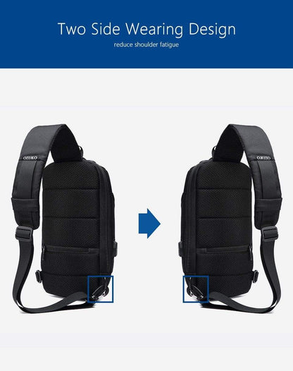 Waterproof Anti-Theft Crossbody Backpack with USB Charging – Slim Design for Daily Use, Multiple Pockets, Adjustable Straps