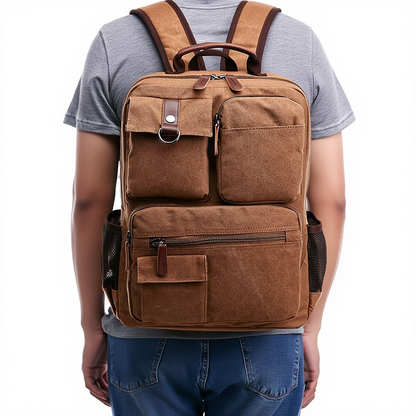 Classic Vintage Canvas Laptop Backpack for Men