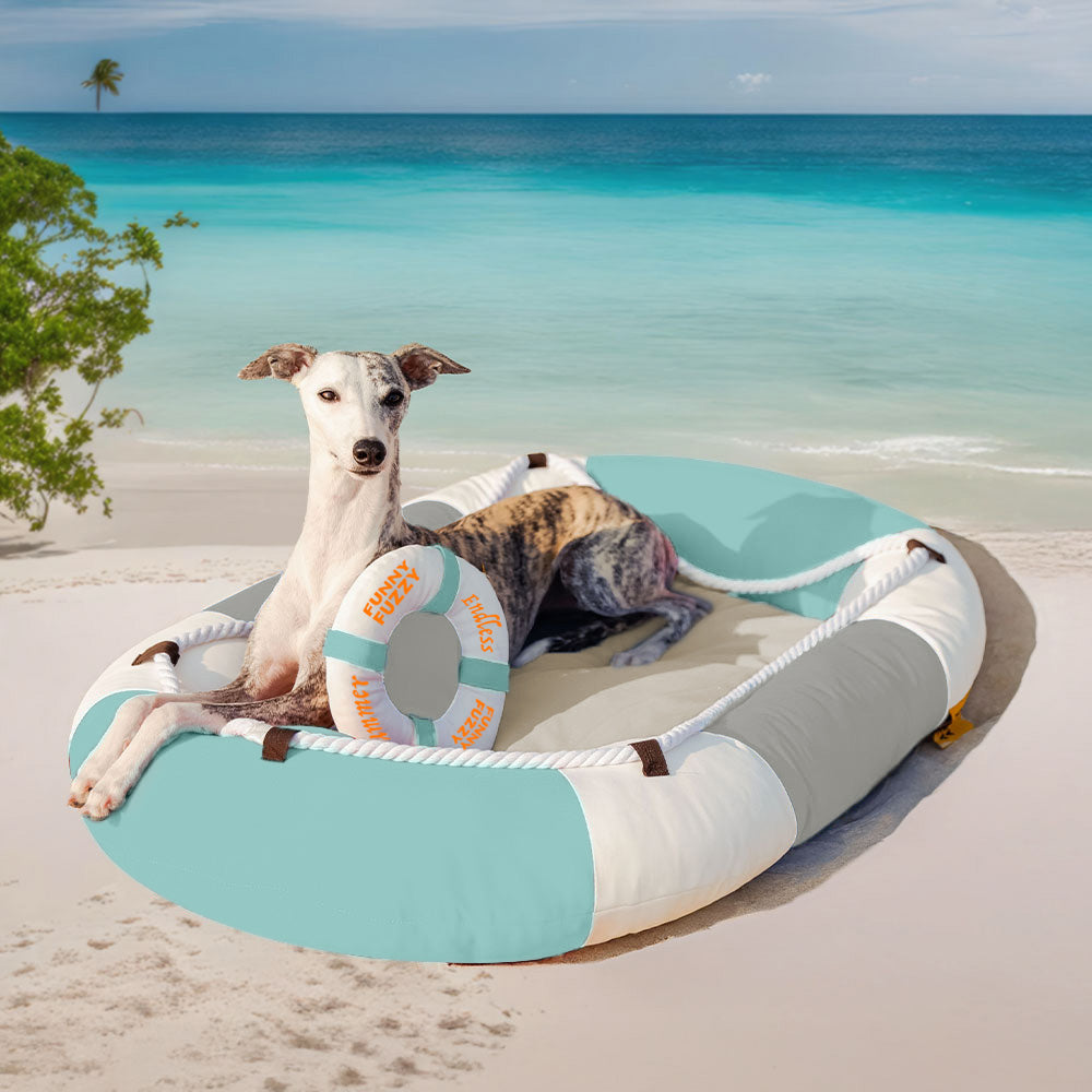 Boat Shaped Waterproof Cooling Bed For Pets With Chill Pillow