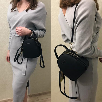Chic Faux-Leather Mini Backpack